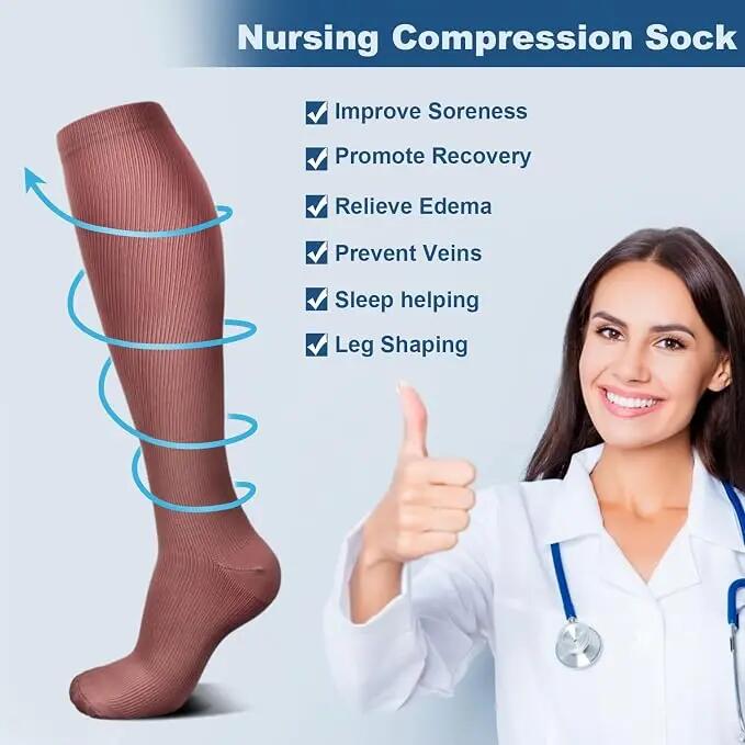 Chaussettes de compression pour hommes et femmes, idéales pour le sport, le cycl 5/7