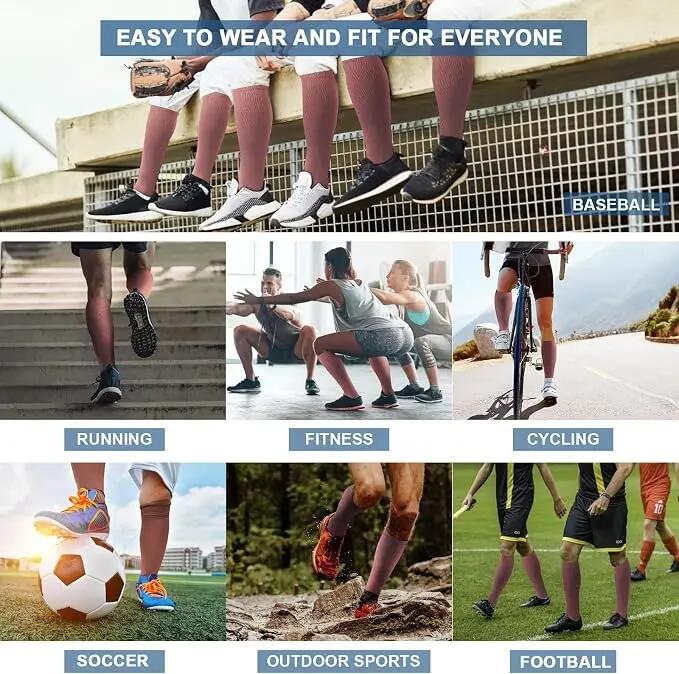 Chaussettes de compression pour hommes et femmes, idéales pour le sport, le cycl 2/7