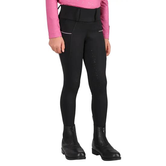 Dziewczęce legginsy jeździeckie z pełną przyczepnością QHP Isalyn