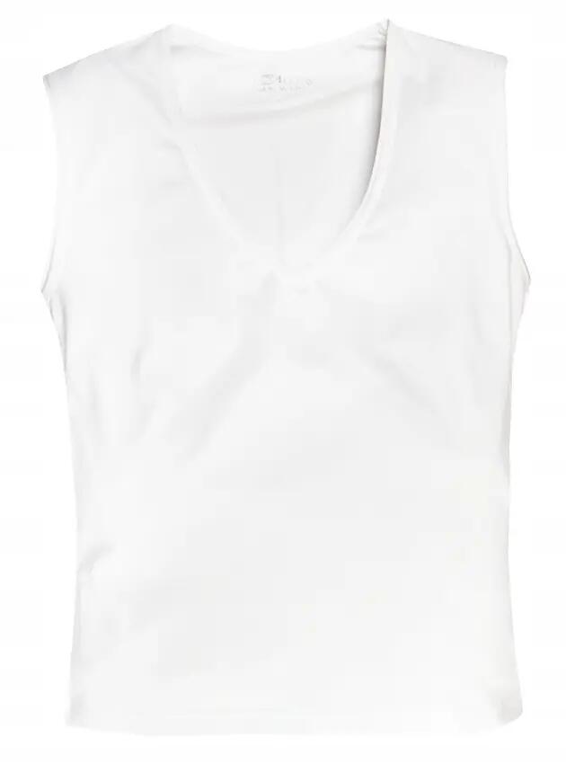 Damski Top Sportowy BARS V-Neck Biały Dopasowany Szerokie Ramiączka 4/4