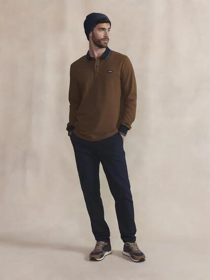 Polo manches longues - Homme - NYLASPOL - Beige