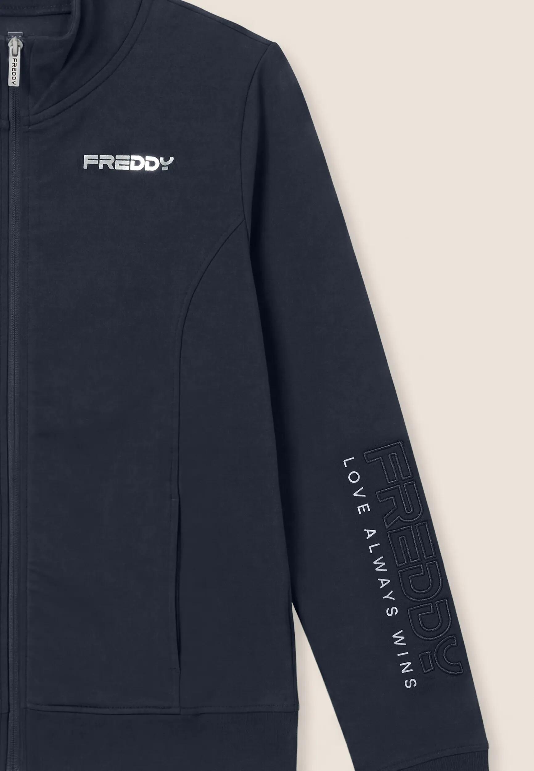 Sweat-shirt classique avec fermeture zippée et col montant, logo brodé sur la ma 3/3