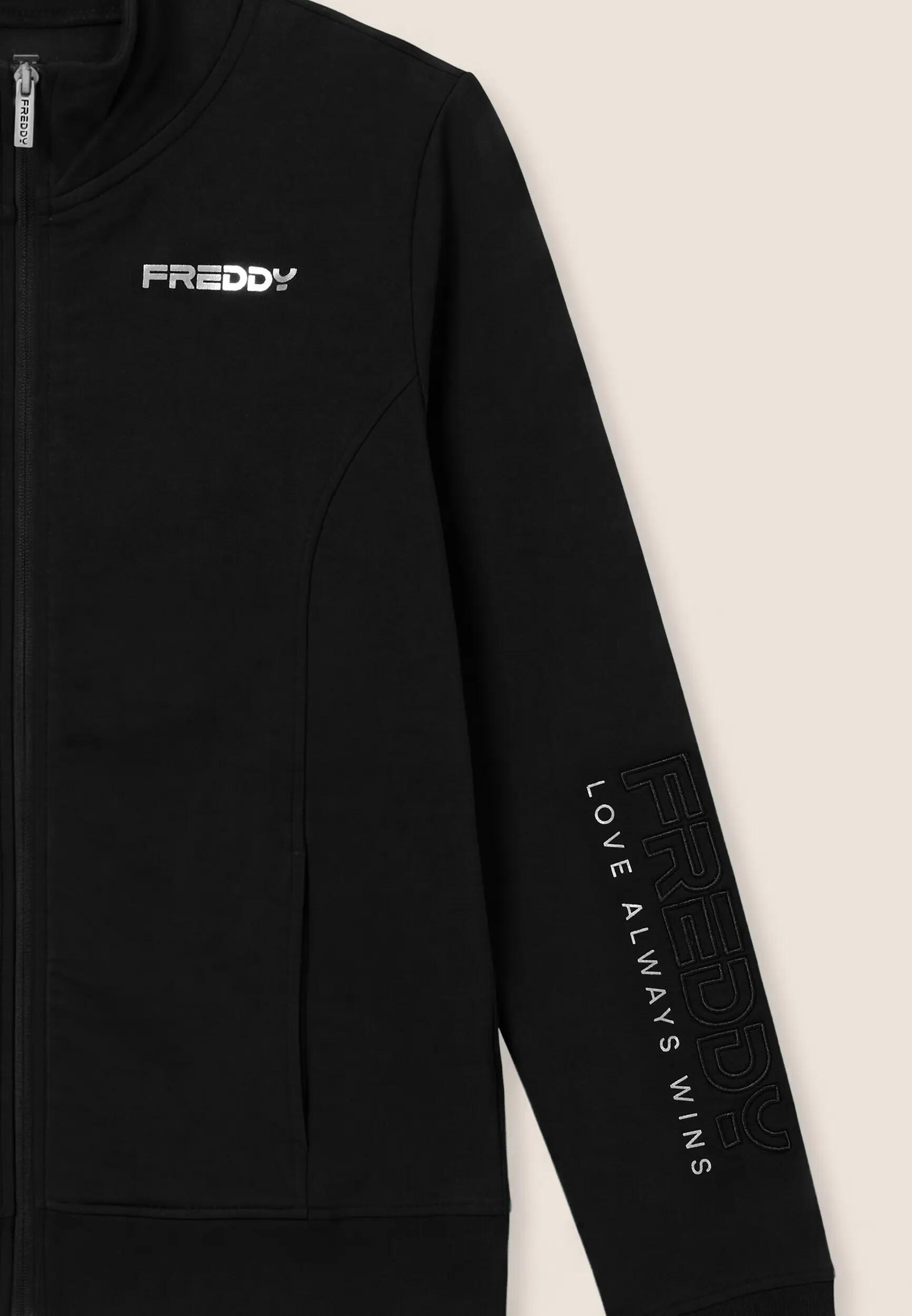 Sweat-shirt classique avec fermeture zippée et col montant, logo brodé sur la ma 3/3