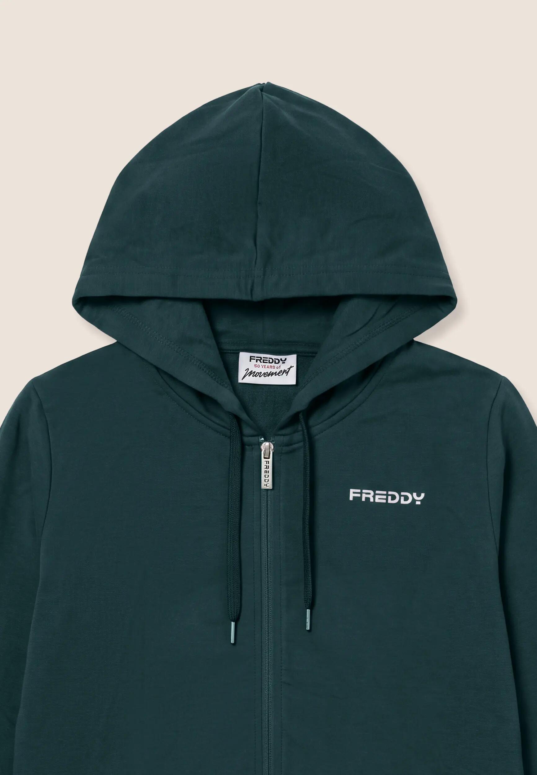 Felpa con cappuccio e zip, finiture elastiche logate 3/3