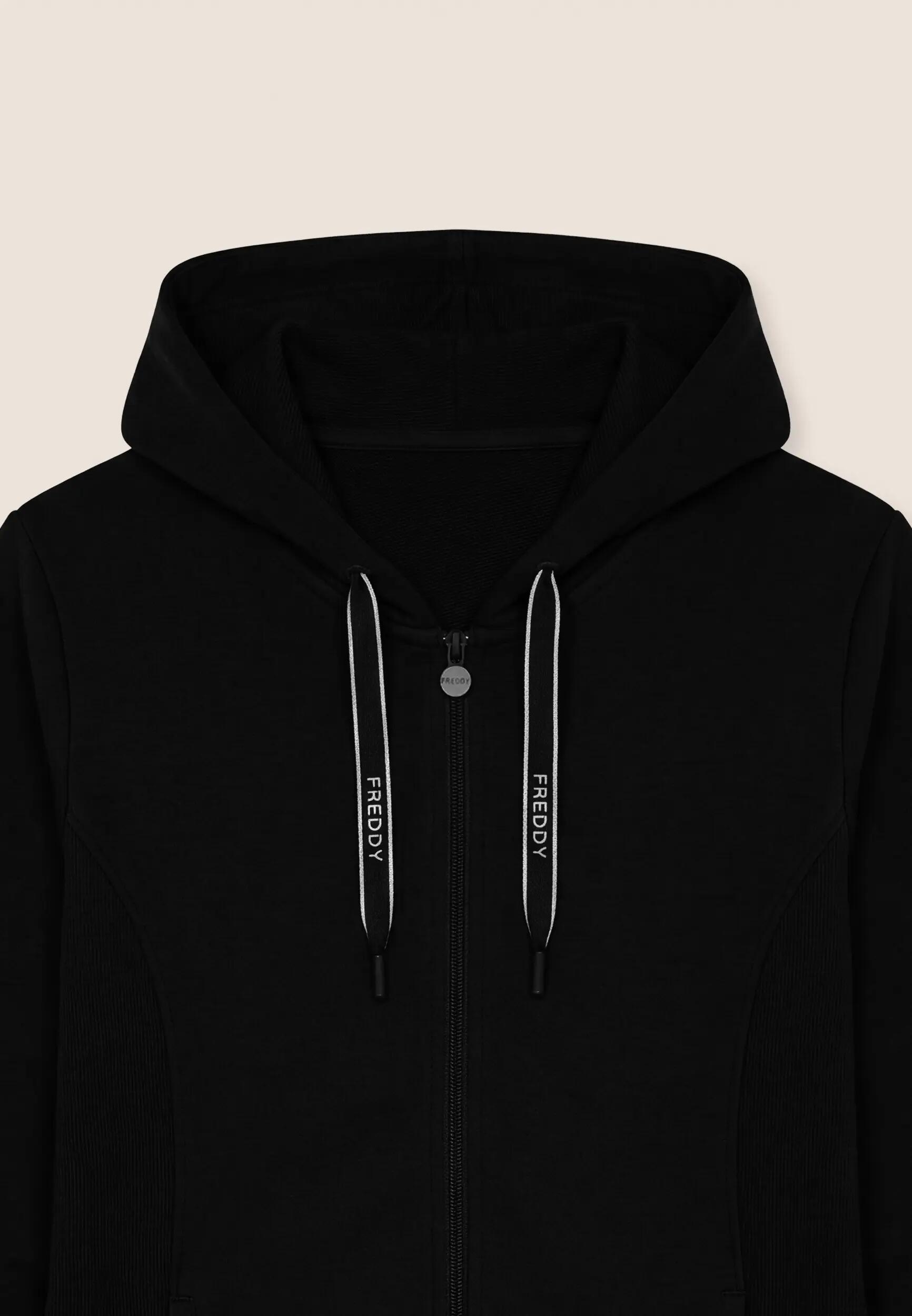 Sweat-shirt à la coupe ajustée à fermeture zippée intégrale avec inserts et capu 3/3