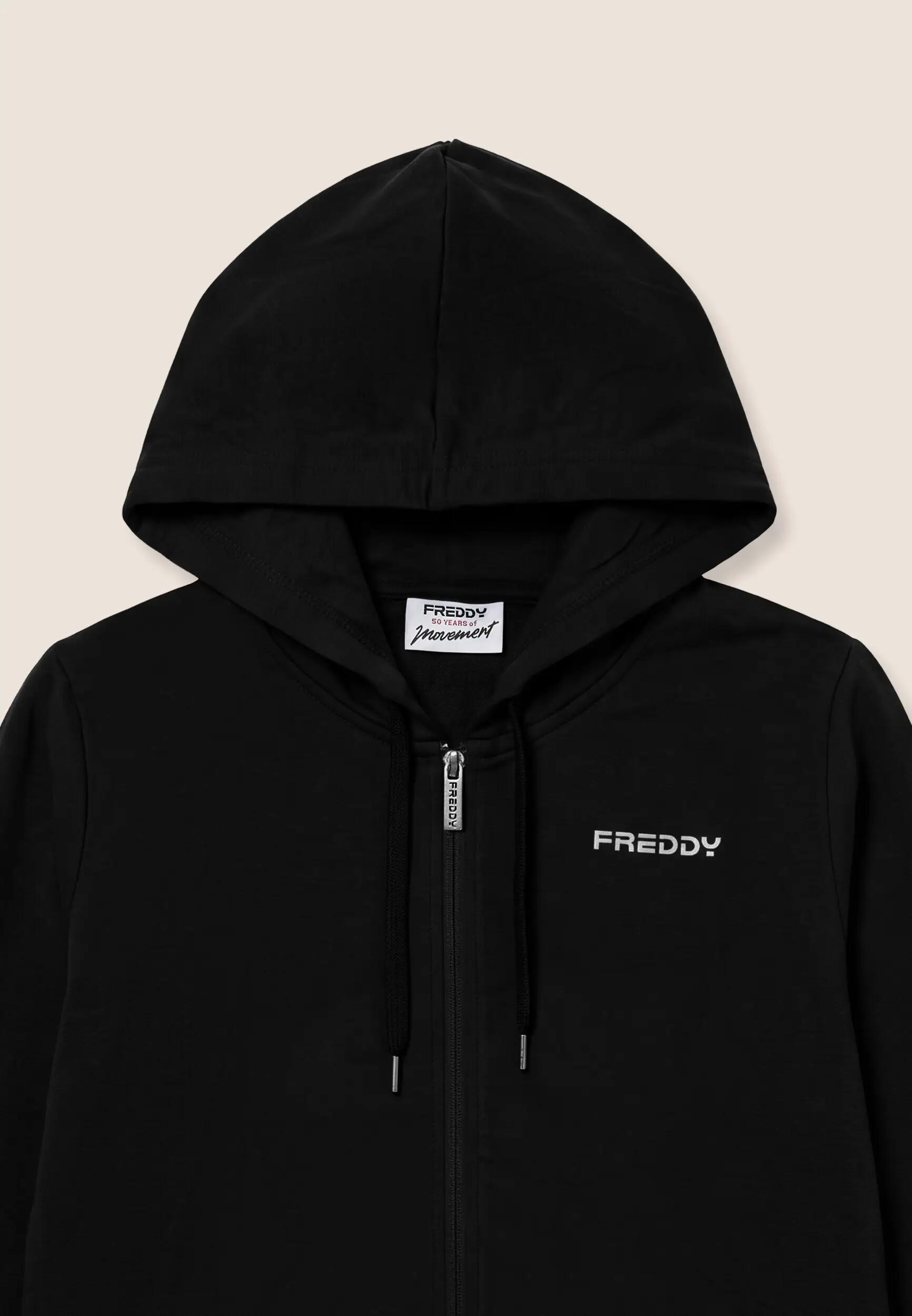 Felpa con cappuccio e zip, finiture elastiche logate 3/3