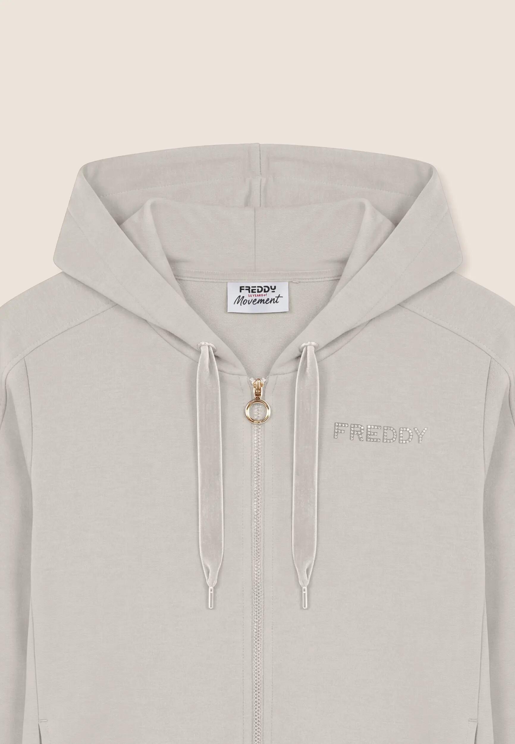 Sweat-shirt coupe classique pour femmes avec capuche, fermeture zippée et bas as 3/3