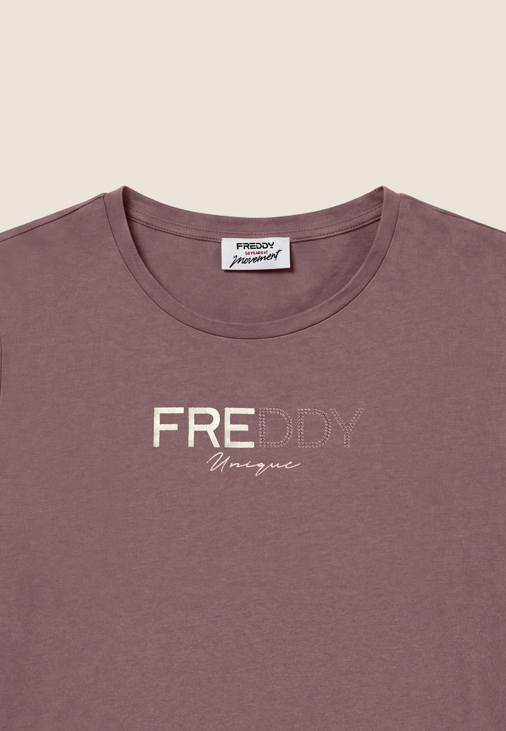 T-shirt classique pour femmes avec logo imprimé doré et clous 3/3