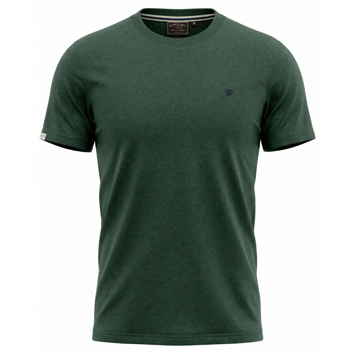 Heren O-hals Shirt Essential Logo Embleem Groen 1/7