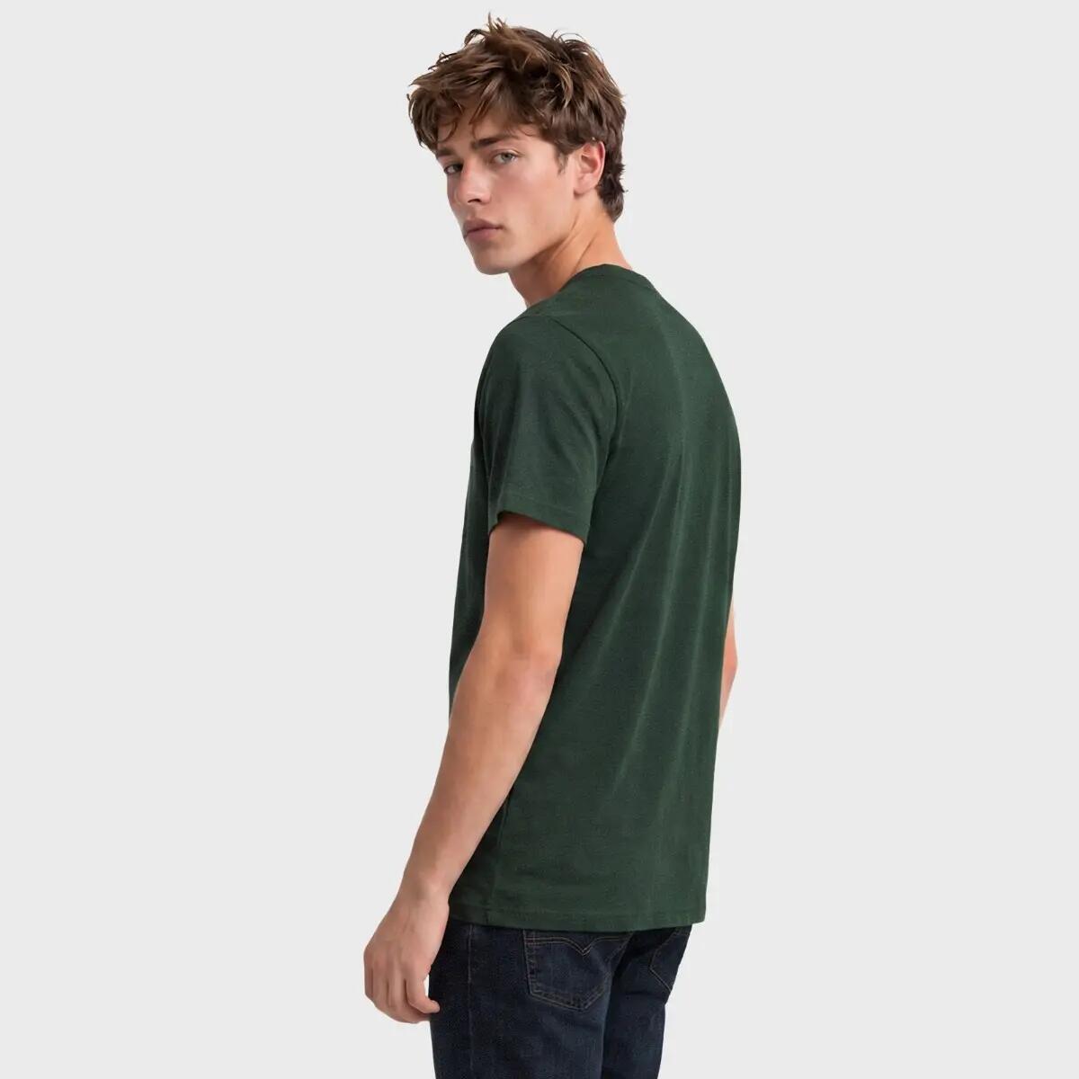 Heren O-hals Shirt Essential Logo Embleem Groen 3/7