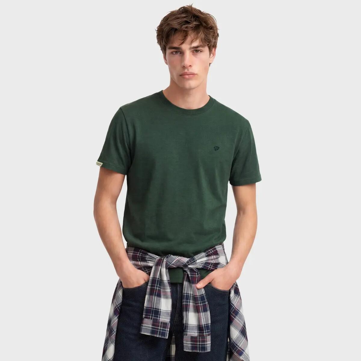 Heren O-hals Shirt Essential Logo Embleem Groen 2/7