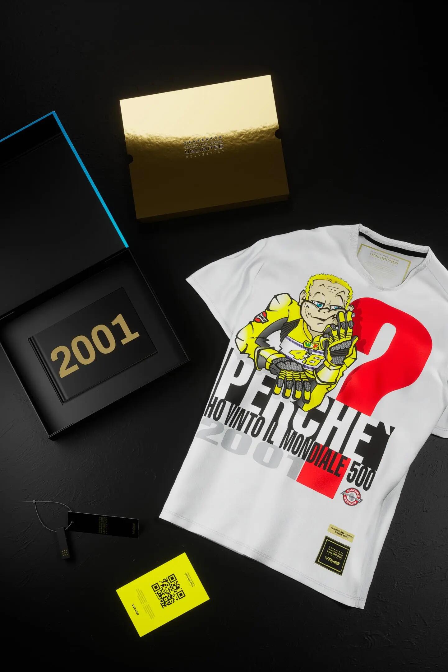 T-shirt VR46 Unlimited Collection 2001 WORLD TITLE (500 cc) Heren Lichtblauw L 4/6