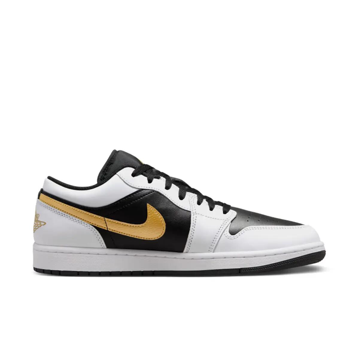 Jordan 1 Low White Black Metallic Gold Swoosh 3/6
