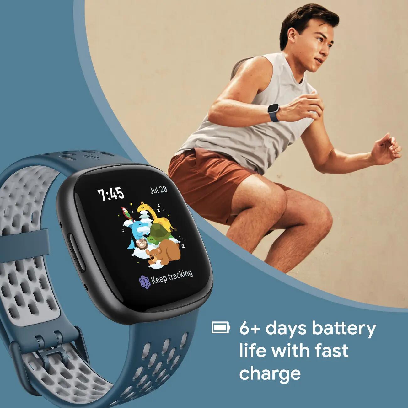 Fitbit Versa 4 Smartwatch Zwart/Blauw 6/7