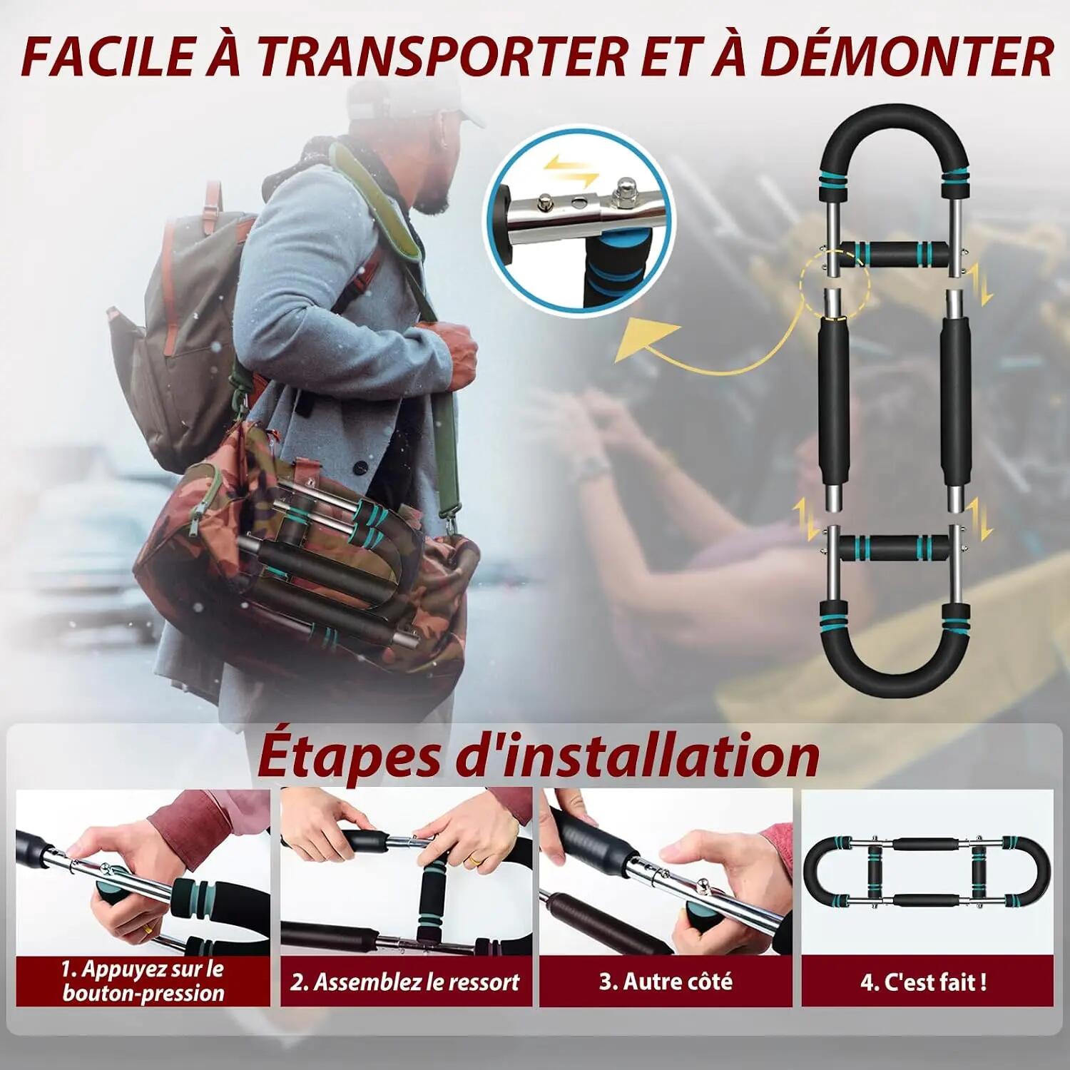 Appareil de fitness portable Power Twist Arm Trainer, réglable et ajustable pour 6/6