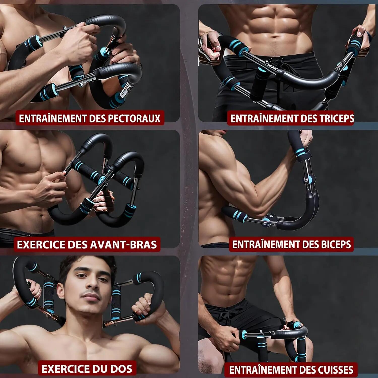 Appareil de fitness portable Power Twist Arm Trainer, réglable et ajustable pour 3/6
