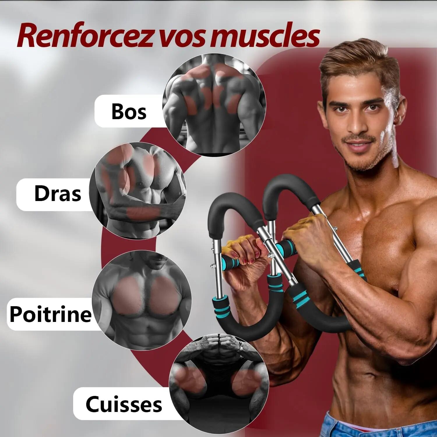 Appareil de fitness portable Power Twist Arm Trainer, réglable et ajustable pour 2/6