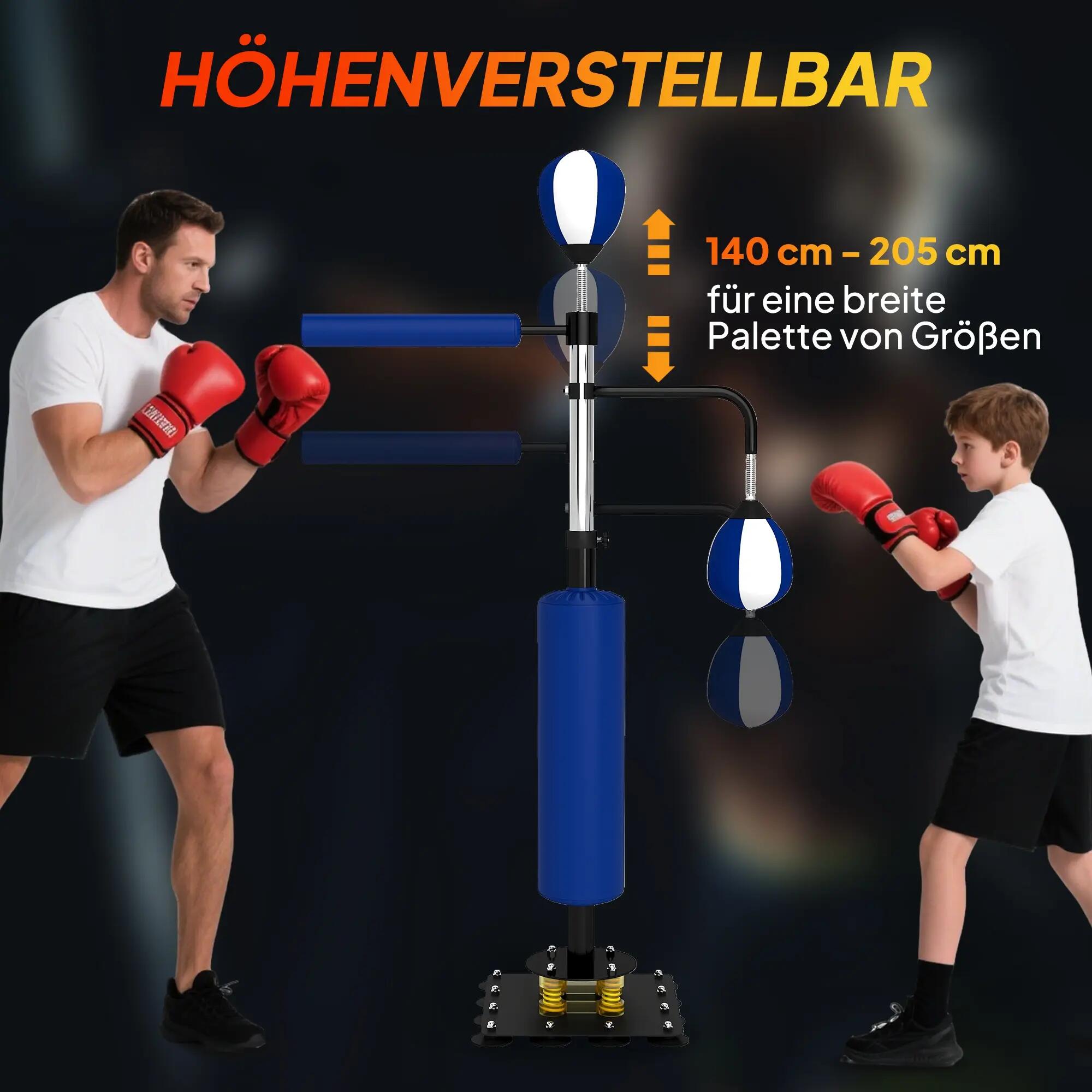 Support de boxe, deux speedballs, barre de frappe rotative, coussins de frappe, 7/9