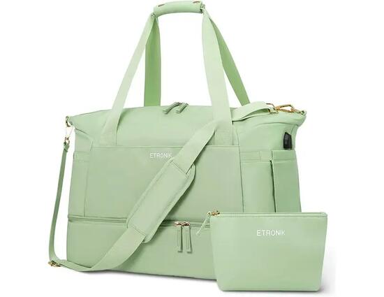 Sac de voyage pour femme, sac de sport avec compartiment à chaussures et poche i