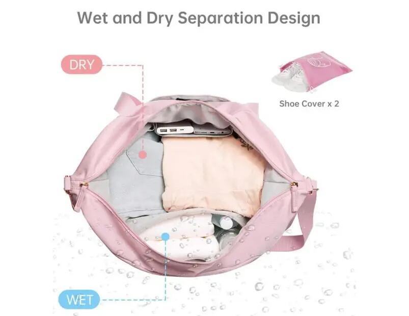 Sac de voyage pour femme, sac de sport avec compartiment à chaussures et poche i 3/5