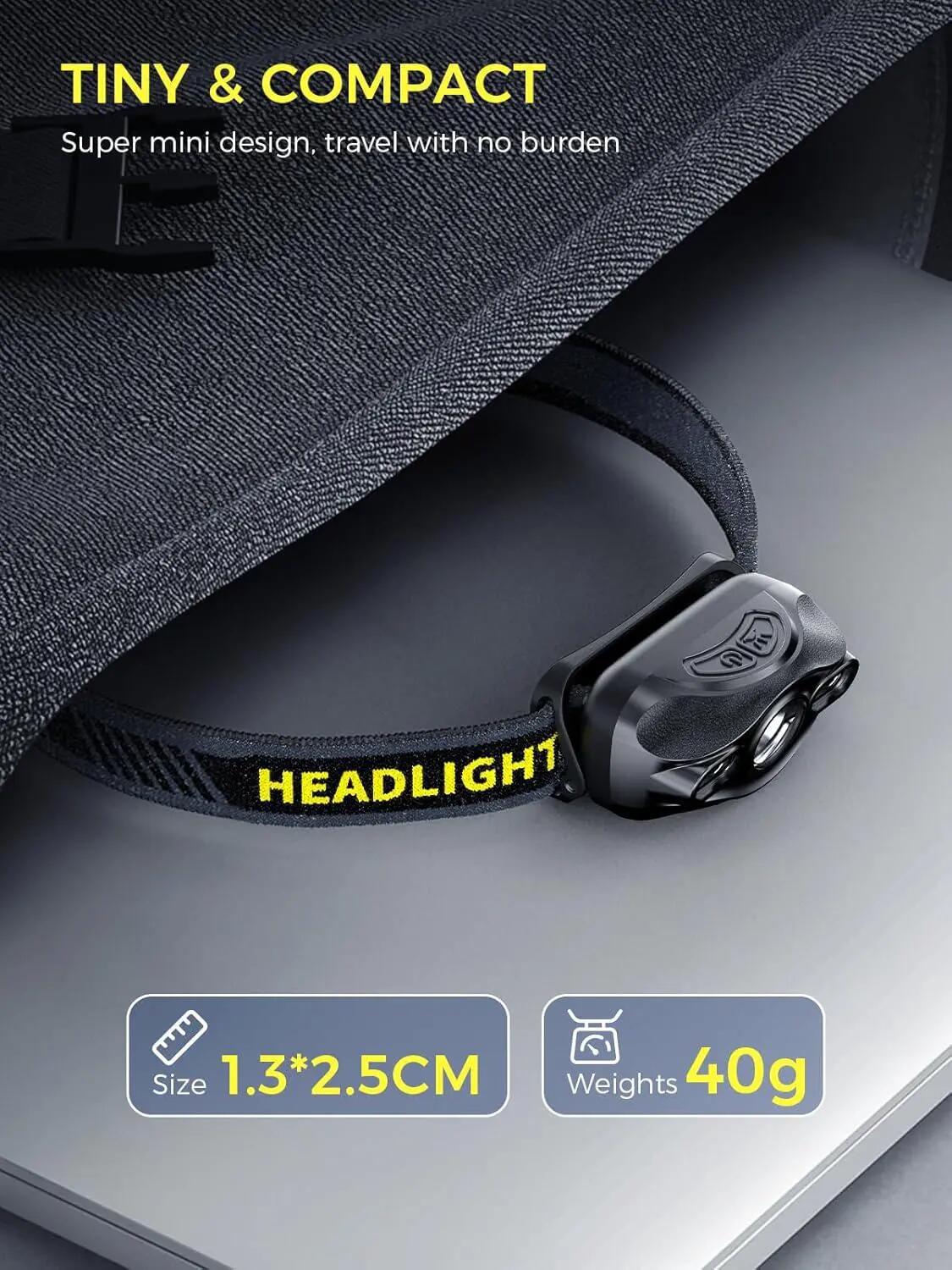 Mini lampe frontale LED haute intensité portable avec 6 couleurs de lumière blan 5/5