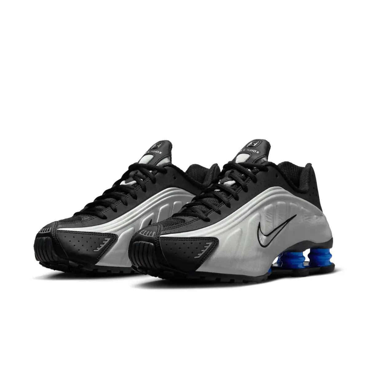 Nike Shox R4 Metallic Silver Black Racer Blue 3/6