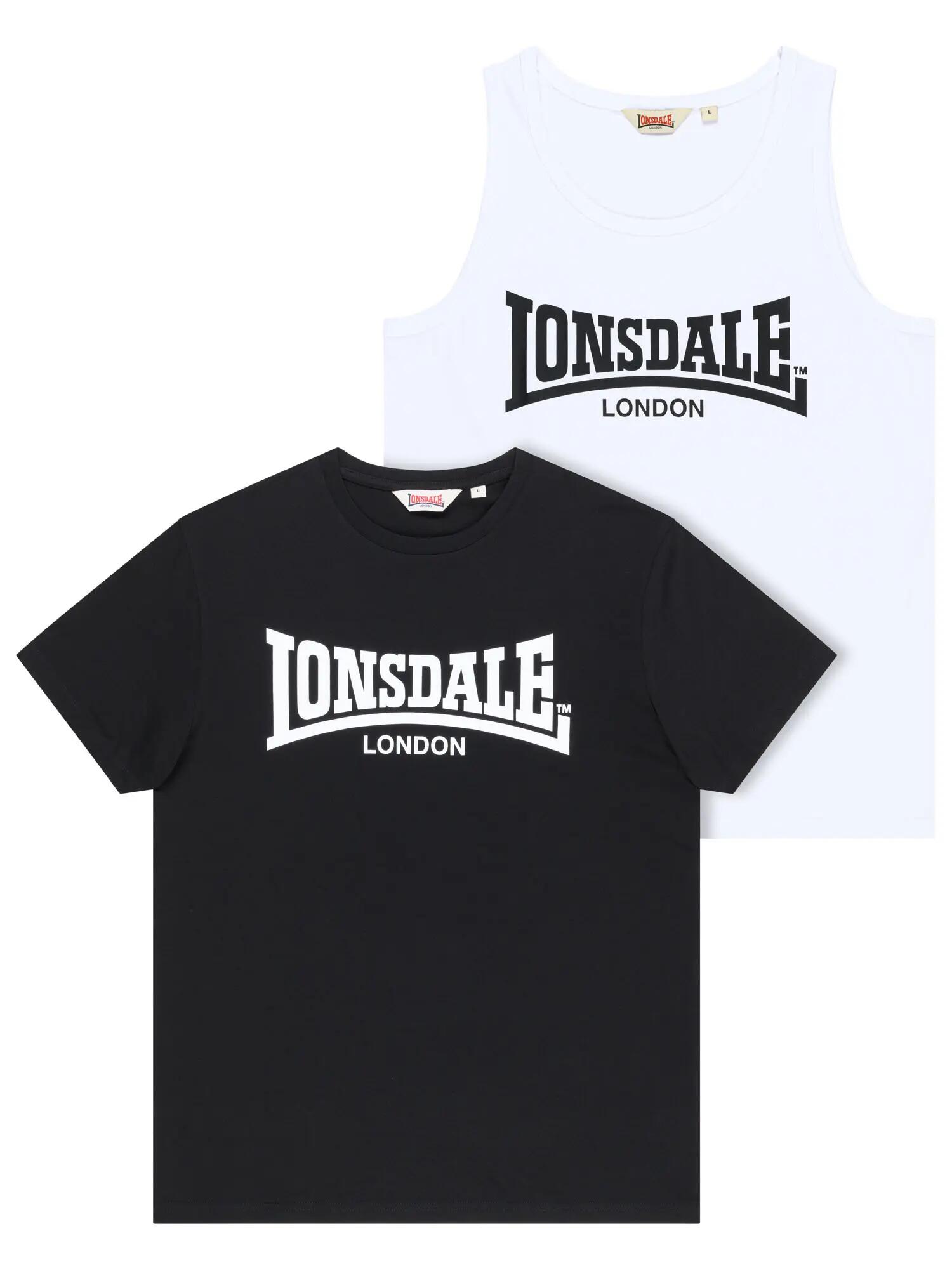 Lonsdale T-Shirt & Vest Set Neasden 117937 Black/White-XXL 2/7
