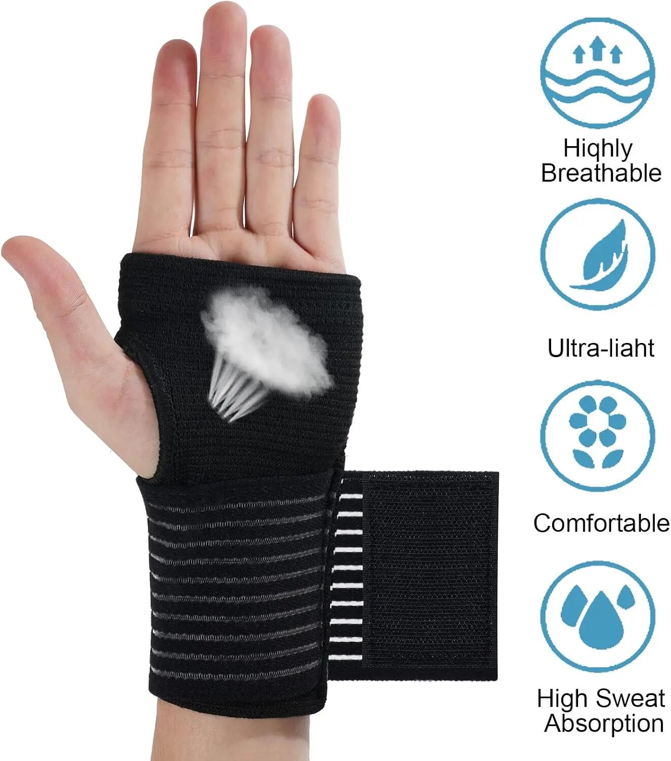 Attelle de poignet élastique de soutien de la paume, 1 paire, respirante, pour l 2/8