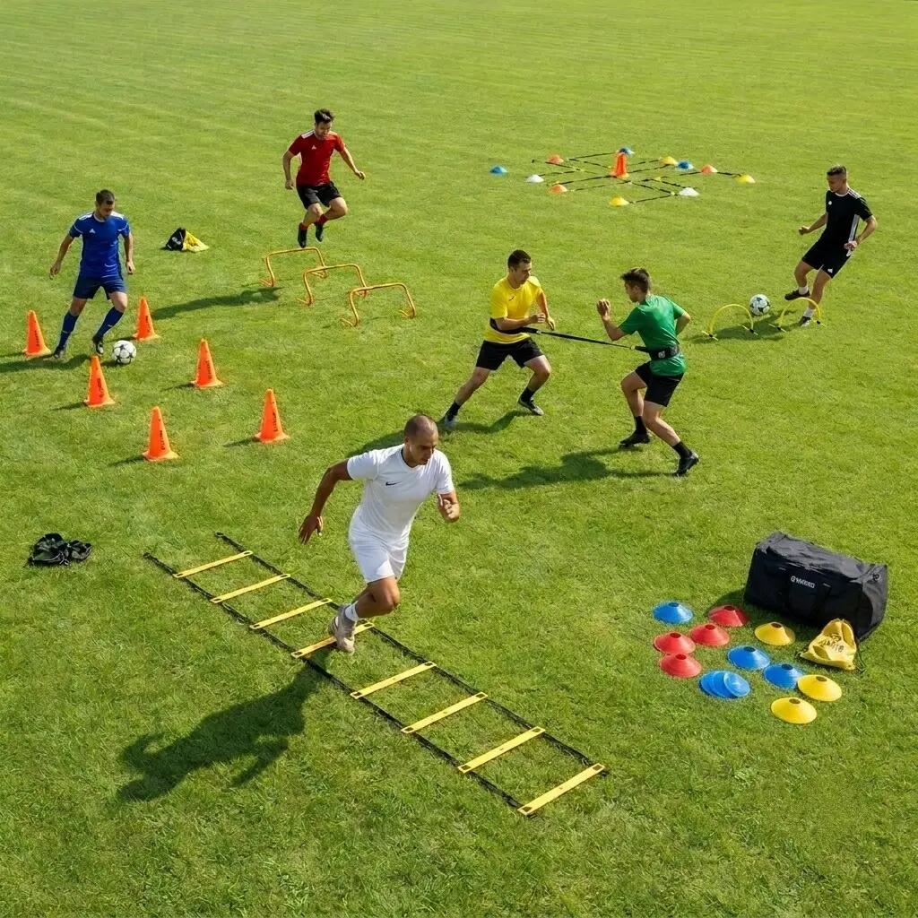 Conjunto de 7 artigos para uma sessão completa de treino. Saco incluído. 3/4