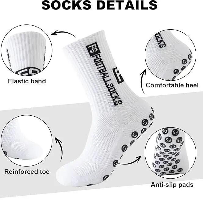 Chaussettes de football 4 points - antidérapantes - unisexes - idéales pour le f 3/6