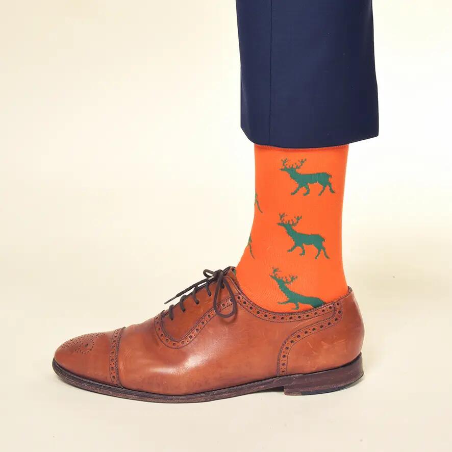 KRAWATTENDACKEL Chaussettes cerf - 434 Orange Cerf Vert 36 - 40 2/2
