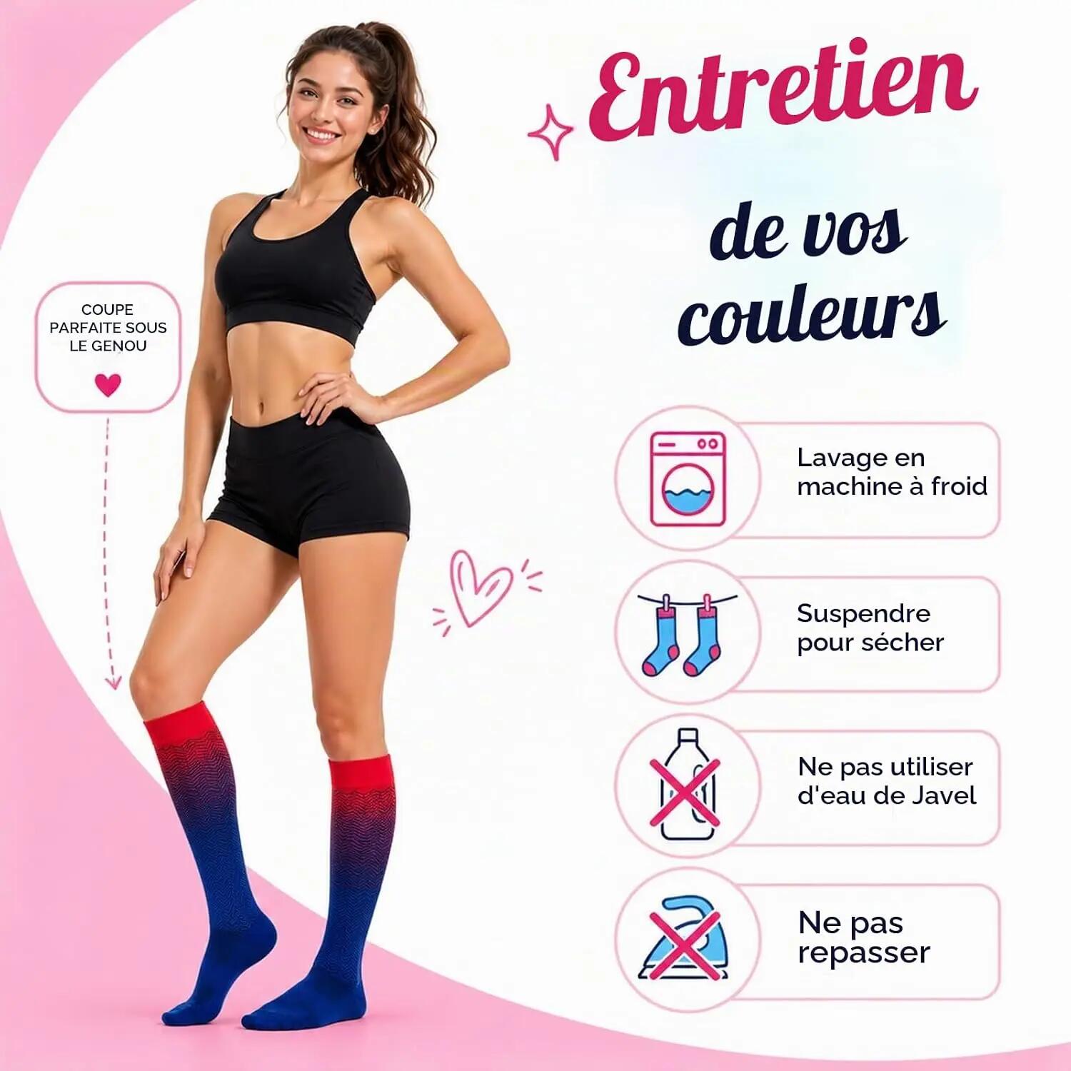 Lot de 6 paires de chaussettes de compression pour hommes et femmes, soutien quo 8/8