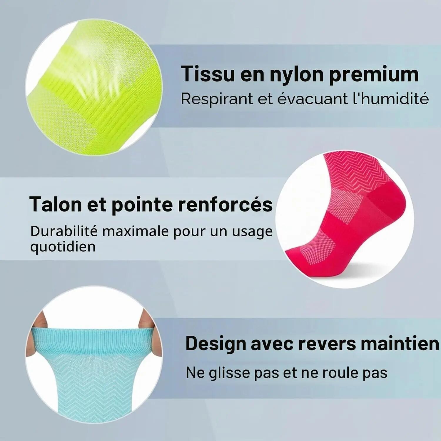 Lot de 6 paires de chaussettes de compression pour hommes et femmes, soutien quo 5/8