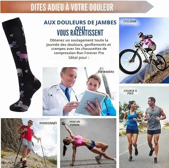 Lot de 6 paires de chaussettes de compression colorées pour hommes et femmes, id 4/4