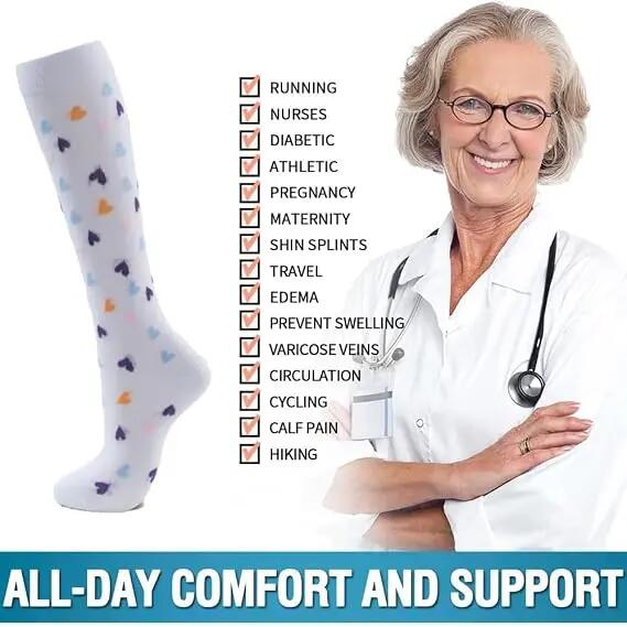 Lot de 6 paires de chaussettes de compression colorées pour hommes et femmes, id 3/4