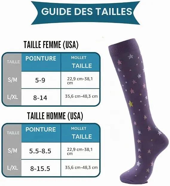 Lot de 6 paires de chaussettes de compression colorées pour hommes et femmes, id 2/4