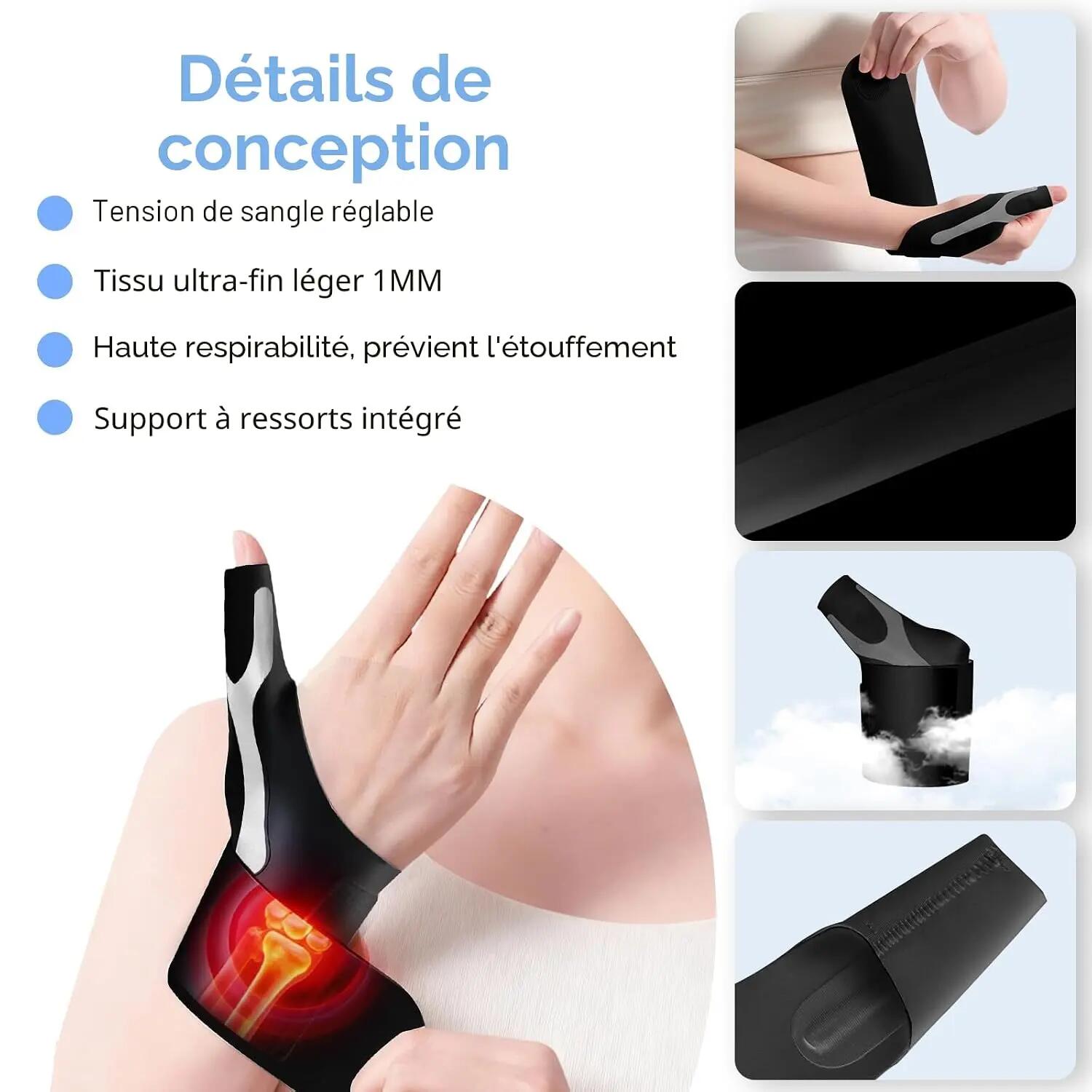 Attelle souple pour pouce gauche et droit, 2 pièces, orthopédique pour pouce (M) 6/7