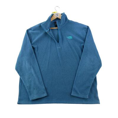 Tweedehands - heren fleece trui met opstaande kraag blauw - goede staat