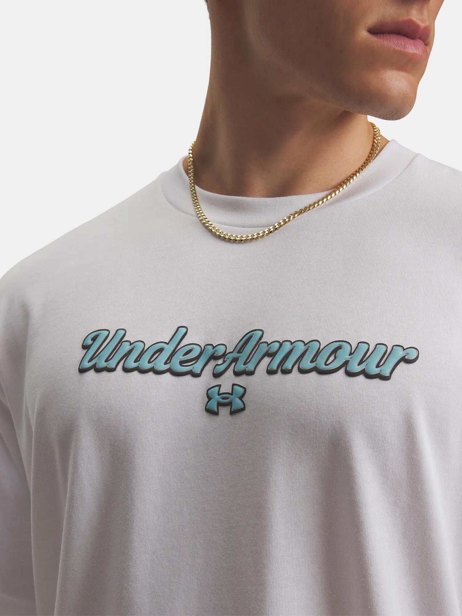 Koszulka treningowa męska Under Armour Heavyweight WM white/blue haze 3/3