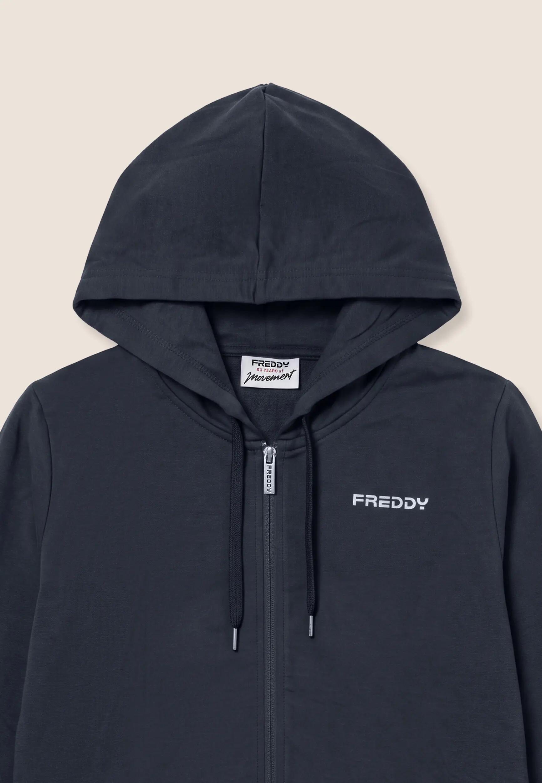Felpa con cappuccio e zip, finiture elastiche logate 3/3