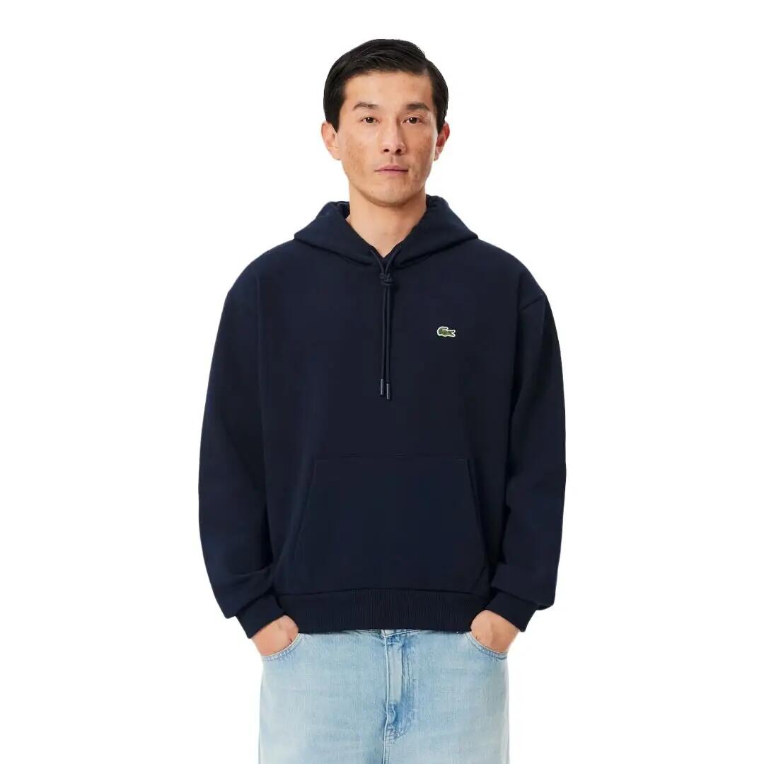 Sudadera Azul Marino Lacoste con Capucha de Felpa Marine de Estilo Elegante y D 2/4