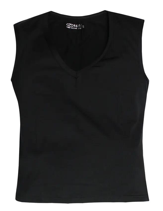 Damski Top Sportowy BARS V-Neck Czarny Dopasowany Szerokie Ramiączka 4/4