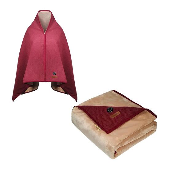 Plaid Poncho chauffant NOOMA - Batterie incluse - 90 x 160 cm - Maille & Polaire