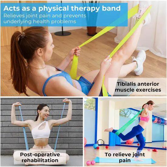 Bande de résistance en silicone hypoallergénique (5 pièces) - Bande de yoga unis 2/5