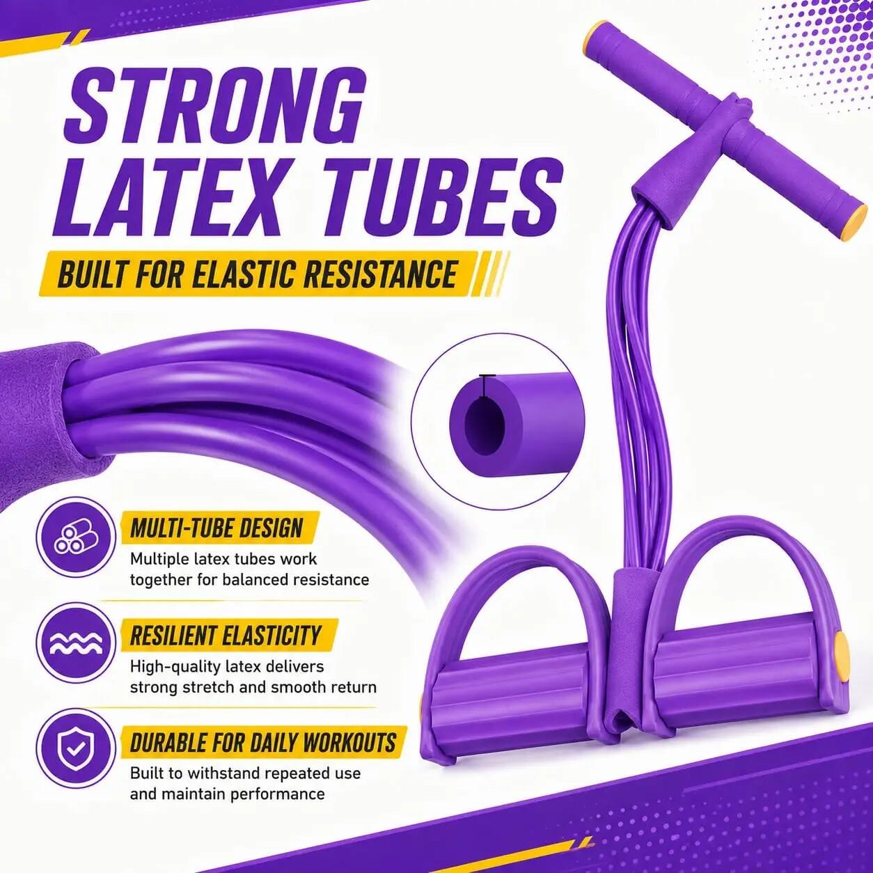 Bande de résistance à 6 tubes avec pédale - Étireur élastique de fitness à domic 5/8