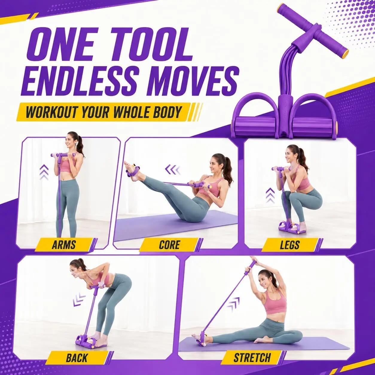 Bande de résistance à 6 tubes avec pédale - Étireur élastique de fitness à domic 4/8