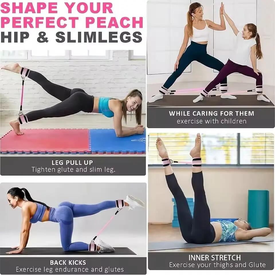 Kit de musculation élastique - 11 bandes de résistance de 2,5 à 18 kg et sangles 2/6