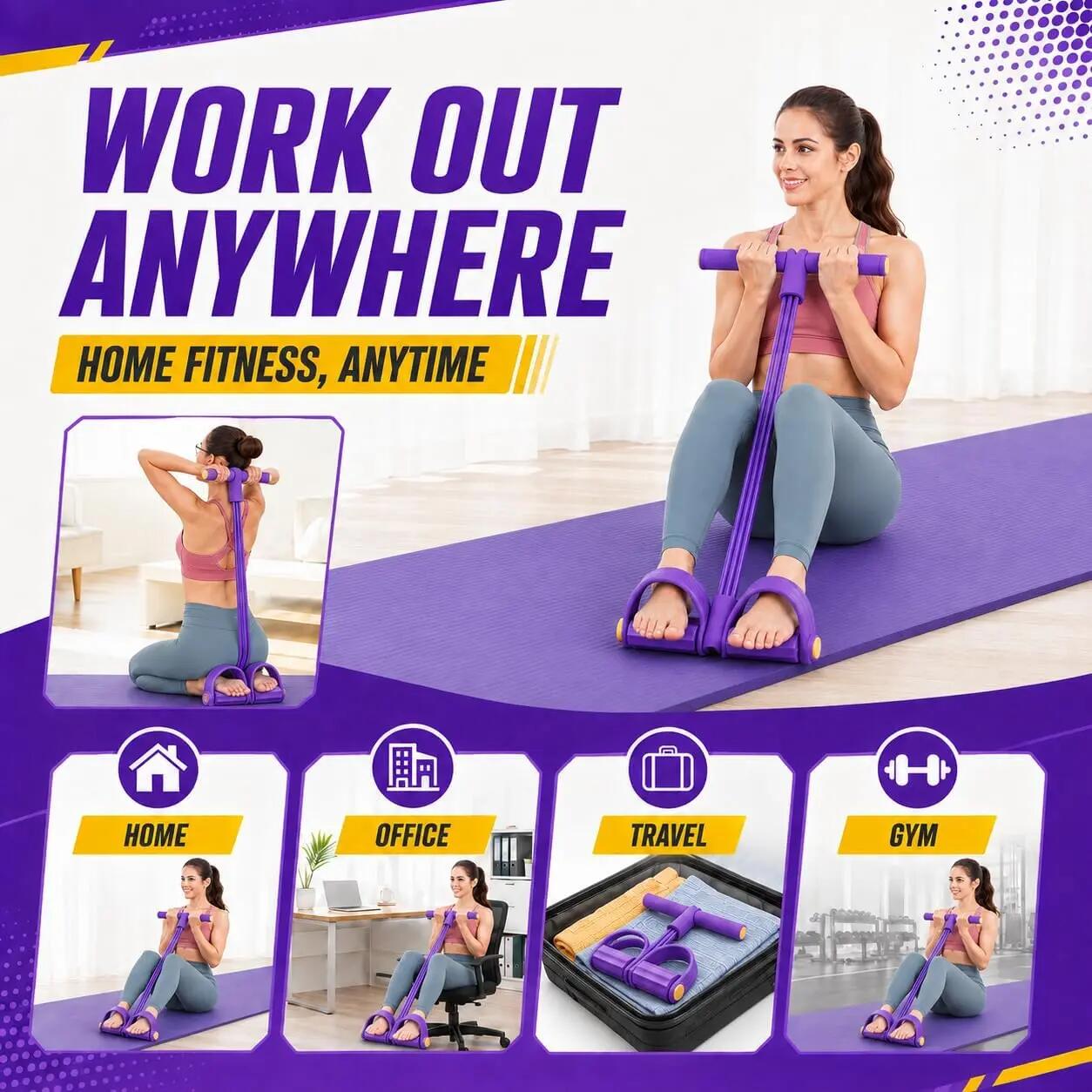 Bande de résistance à 6 tubes avec pédale - Étireur élastique de fitness à domic 2/8