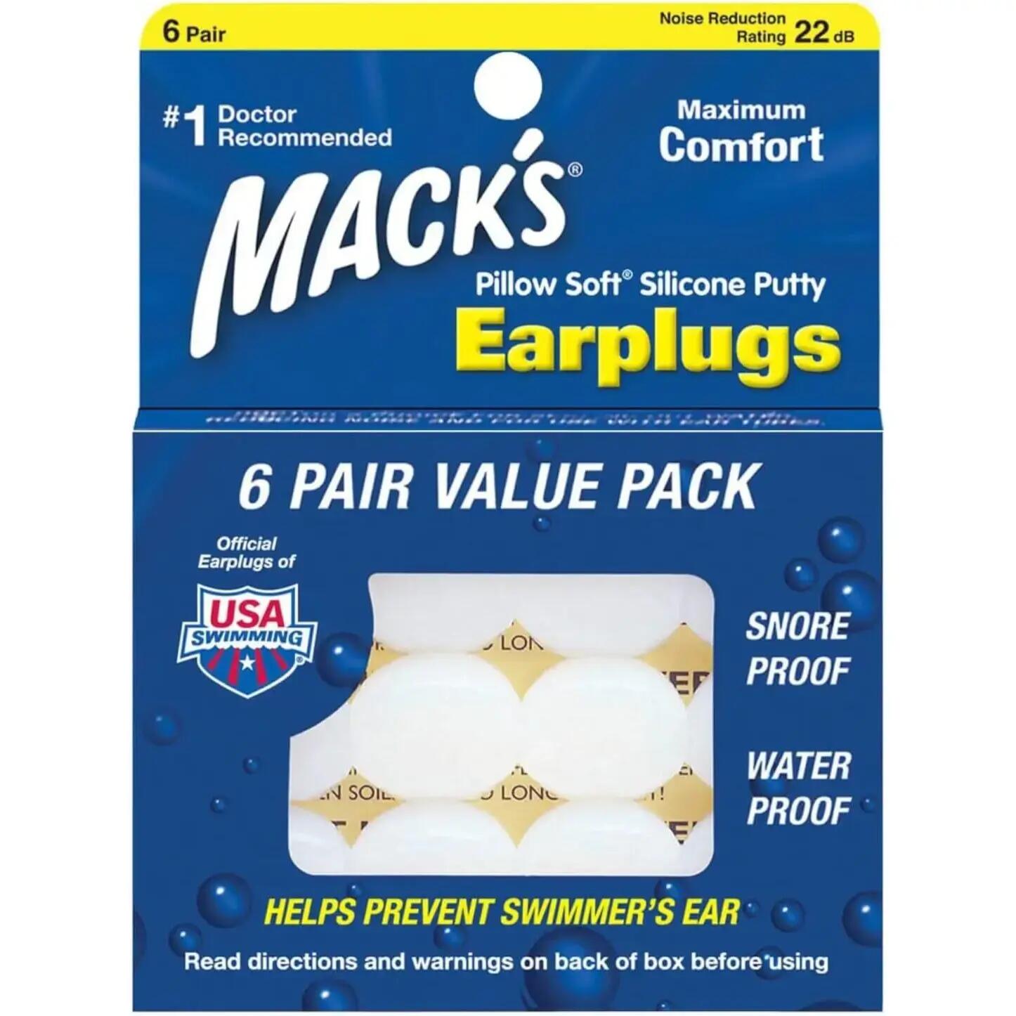 Bouchons d'oreille natation Mack's Pillow Soft (x6) 2/2