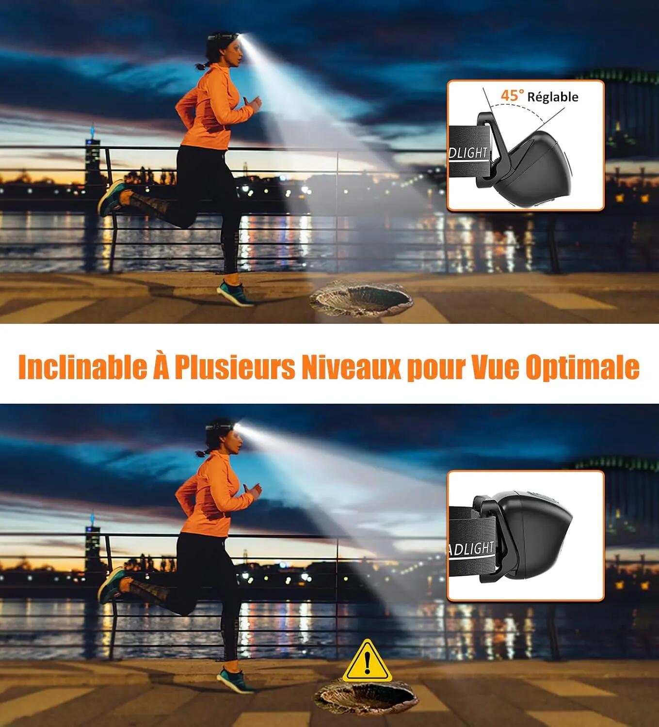 Lampe frontale LED puissante avec détecteur de mouvement, étanchéité IPX6, 4 mod 2/5